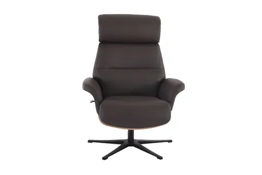 TV-Sessel MOANI mit Hocker - drehbar, Relaxfunktion, Kopfteilverstellung, Leder, Dunkelbraun