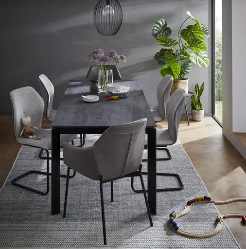 Freischwinger Pinto - Leder & Stoff, Grau