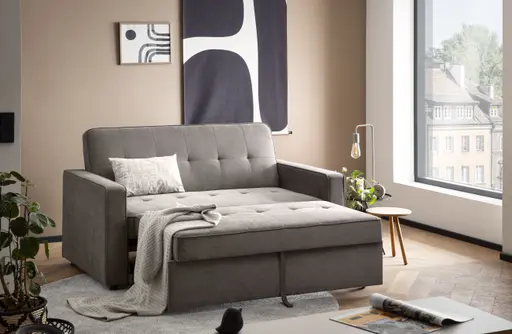 Schlafsofa - 2-Sitzer inkl. Schlaffunktion, Stoff, Braun