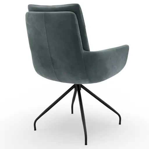 Armlehnstuhl Jukka - Stoff, Jade, Stativ, Schwarz, Drehbar