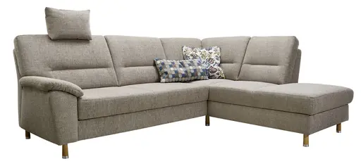 Ecksofa - 2,5 Sitzer mit Ecke rechts inkl. Kopfstütze verstellbar, Stoff, Braun