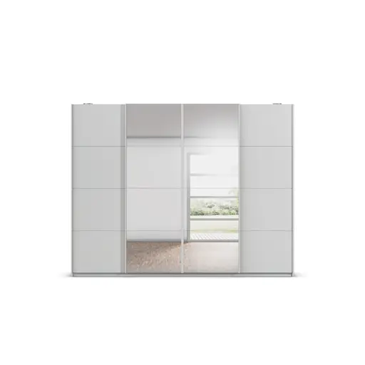 Schwebetürenschrank- B ca. 316 cm, Weiß, Spiegel