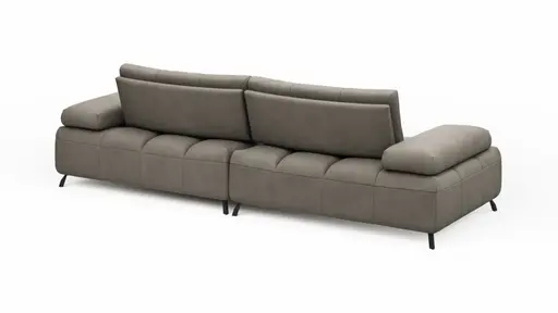 Ecksofa Comodo - 1,5-Sitzer, Longchair rechts, Leder, Taupe