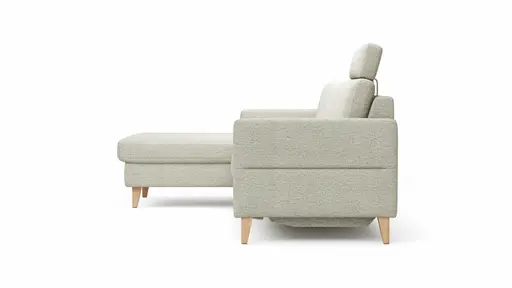 Ecksofa Arima - Longchair links mit 2,5-Sitzer inkl. Relaxfunktion und Sitzvorzug (motorisch), Stoff, Creme