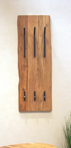 Wandgarderobe - B ca. 36 cm, Akazie, Schwarz