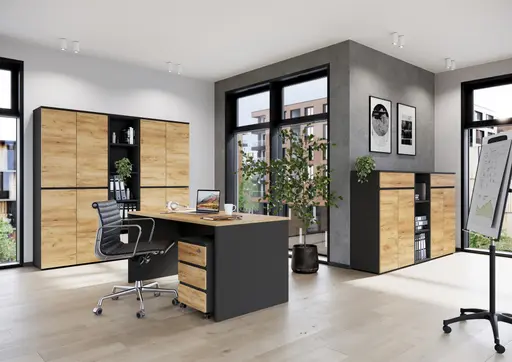 Rollcontainer GRIFFIN - Graphit, Eiche Nachbildung