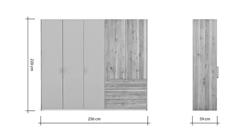 Drehtürenschrank Colorado - B. ca. 257cm, Nougat / Eiche furniert