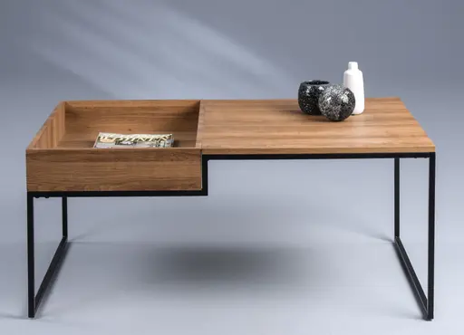 Couchtisch - LB ca. 105x66 cm, Eiche Nachbildung, Schwarz