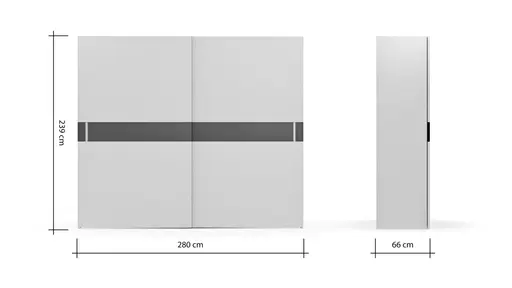 Schiebetürenschrank Loretto - B ca. 280 cm, Lack matt, Perlmutt