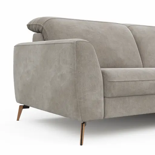 Sofa Tulsa KV - 3-Sitzer, inkl. Kopfteilverstellung, Stoff, Graubeige
