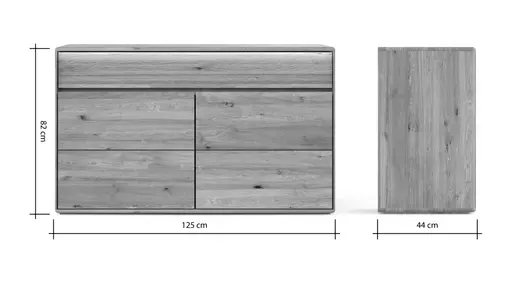 Sideboard Hillsboro - inkl. Beleuchtung, Wildeiche natur, geölt