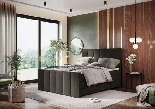 Boxspringbett- Liegefläche ca. 180x200 cm, Stoff, Anthrazit