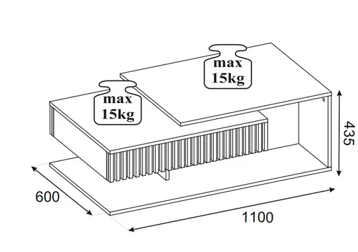 Couchtisch - LB ca. 110x60 cm, Weiß, Artisan Eiche Nachbildung