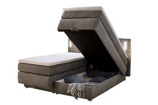 Boxspringbett- Liegefläche ca. 180x200 cm, Stoff, Grau