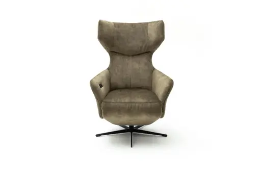 Sessel Noto Relax II - Rückenlehne und Fußteil verstellbar (motorisch), Velour, Schlammgrün