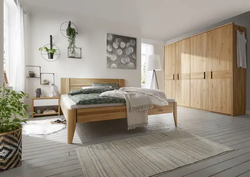 Nachtkommode New Jersey - Wildeiche massiv geölt, Weißglas matt