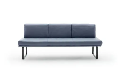 Bank Valloni - B ca. 221 cm, mit Rückenlehne, Leder, Hellblau