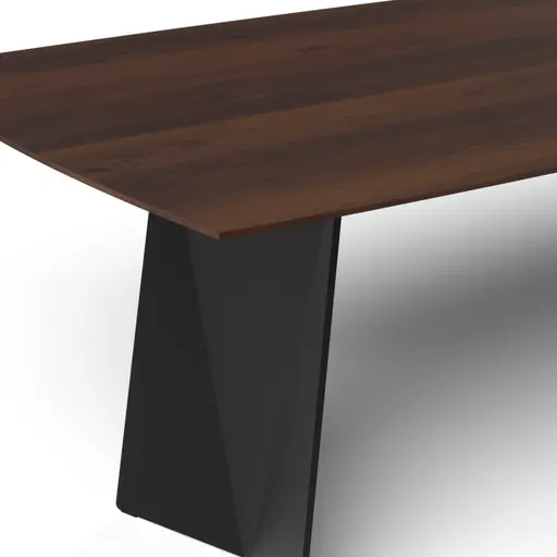 Esstisch 3100 - LB ca. 220x100 cm, Nussbaum Massiv, Stahlwange geneigt, Schwarz