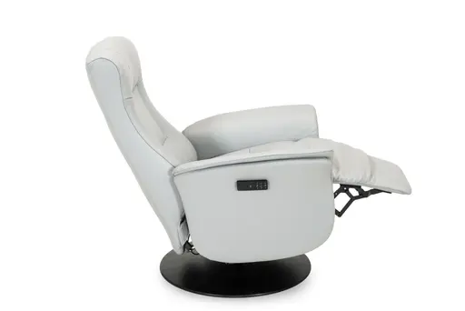 Sessel - Größe M, Relaxfunktion motorisch, Leder, Eisengrau