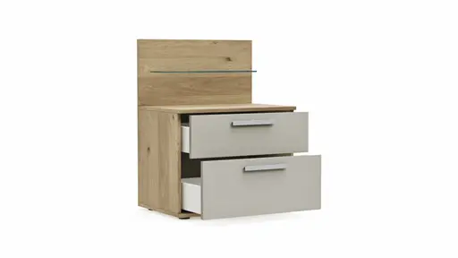 Nachttisch Viana - Furnier Balkeneiche, Lack Taupe