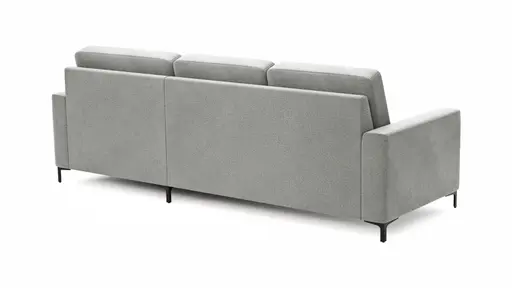 Ecksofa Merlos H - 2,5-Sitzer mit Longchair rechts inkl. Relaxfunktion (motorisch), Stoff, Grau