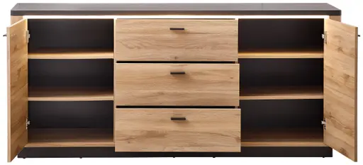 Sideboard - mit Beleuchtung, B ca. 186 cm, Eiche Nachbildung, Eiche dunkel Nachbildung