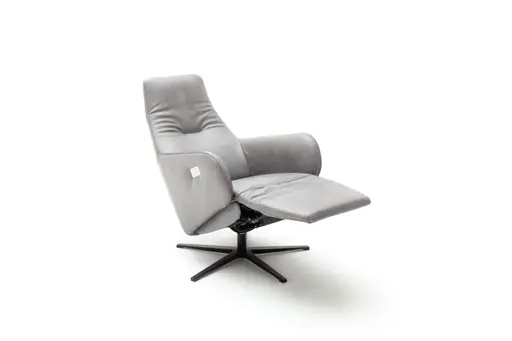 Sessel Noto Relax I - Rückenlehne und Fußteil verstellbar (motorisch), Leder, Eisengrau