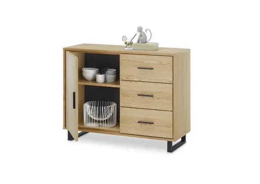 Kommode- Eiche furniert Akustikpaneeloptik