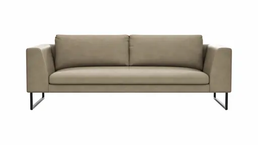 Sofa Helmi - 3-Sitzer, Leder, Cappuccino, Metallkufe