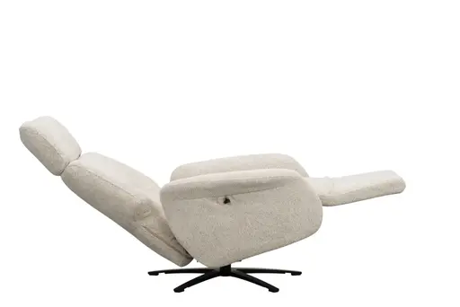 Sessel Liam - Relaxfunktion, Stoff, Ecru