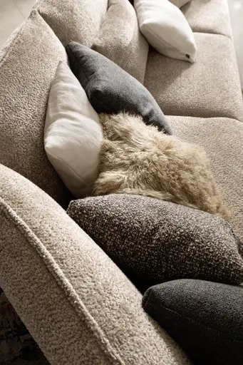 Trapezsofa Motone - Ecke links mit 2-Sitzer, Stoff, Beige