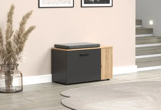 Sitzbank - B ca. 80 cm, Anthrazit, Eiche Coast Evoke Nachbildung