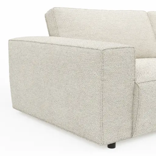 Ecksofa Lilaia - 1,5-Sitzer XL mit Chaise Longue XL rechts, Stoff, Creme