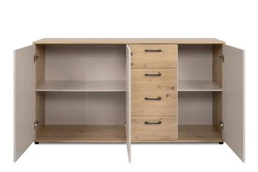 Sideboard- B ca. 160 cm, Eiche Dekor, Beige