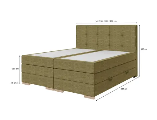 Boxspringbett SANDRIN I- Liegefläche ca. 200x200 cm, Stoff, Weiß, inkl. Stauraum