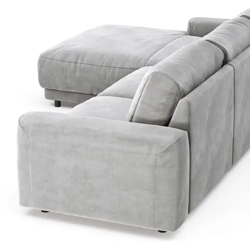 Ecksofa Balok - Longchair groß links mit 2,5-Sitzer, Stoff, Eisengrau