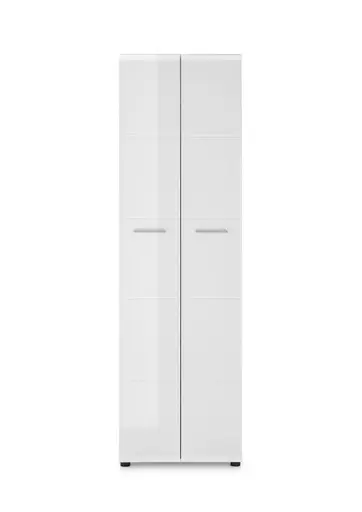 Garderobenschrank- Weiß, Weiß, Hochglanz
