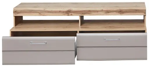 Wohnwand - mit Beleuchtung, Eiche Altholz Nachbildung, Kaschmir