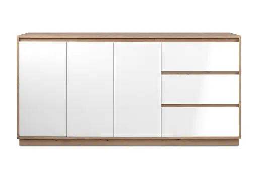 Sideboard - B ca. 178 cm, Artisan Eiche Nachbildung, Weiß Hochglanz
