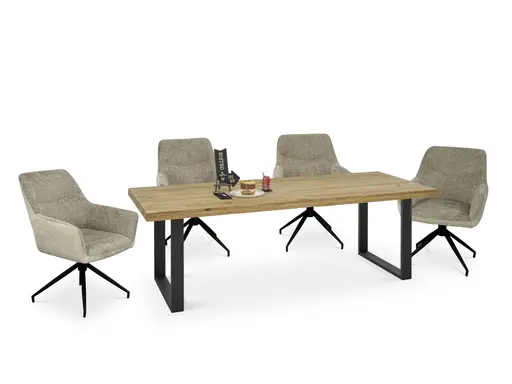 Armlehnstuhl MARYBEL - drehbar, Stoff, Latte Macchiato