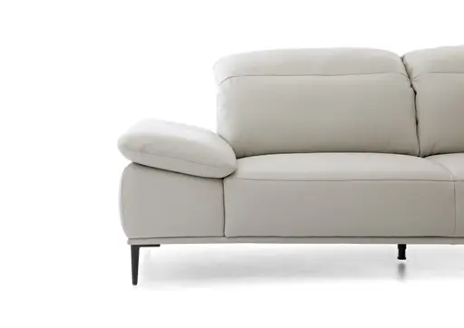 Ecksofa - 3-Sitzer mit Longchair rechts, Leder, Grau