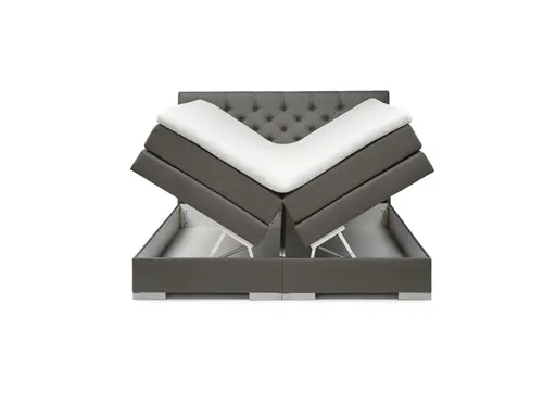 Boxspringbett SANDRIN E- Liegefläche ca. 180x200 cm, Stoff, Dunkelgrau, inkl. Stauraum