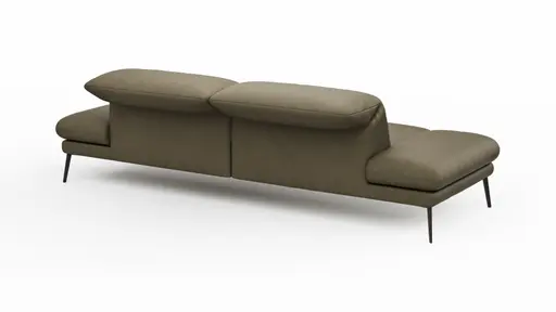 Sofa Elena - 2,5-Sitzer, Kopfteil/Armlehne verstellbar, Leder, Olive