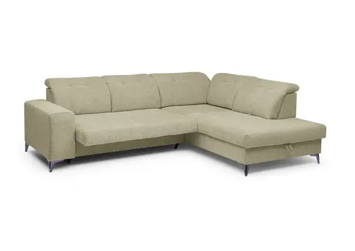 Ecksofa -2-Sitzer mit Ecke rechts, Kopfteil verstellbar, Sitztiefe verstellbar motorisch, Stoff, Sand
