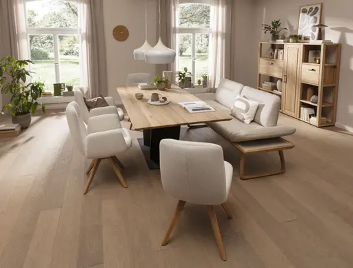 Bank Kamari - Breite ca. 208cm, Seitenteile verstellbar, Leder, Kitt