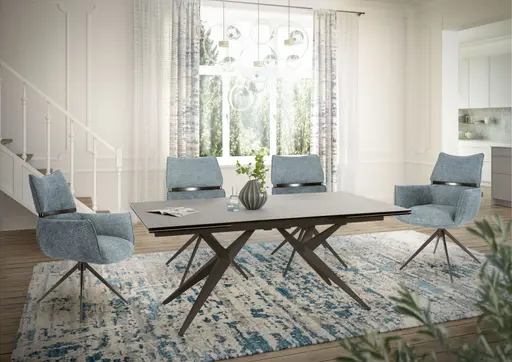 Stuhl MARJA - drehbar, Stoff, Türkis