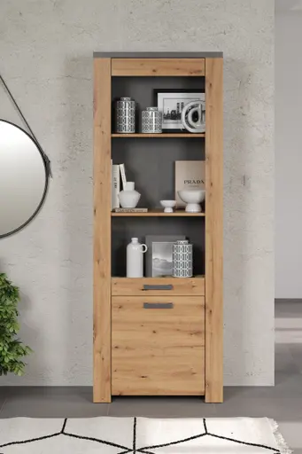 Vitrine - Eiche Dekor, Graphit