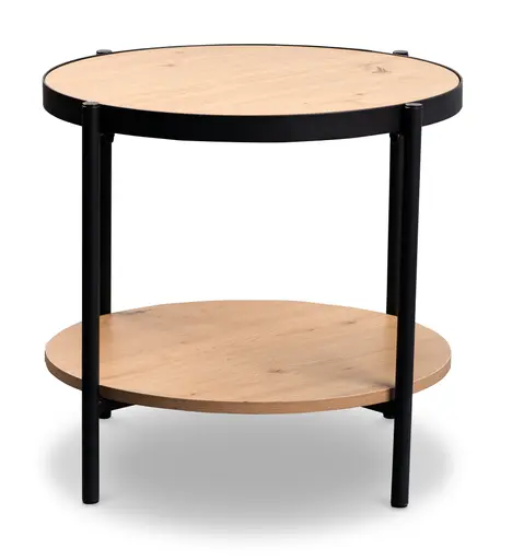 Beistelltisch - Ø/H ca. 52x45 cm, Artisan Eiche Nachbildung, Schwarz