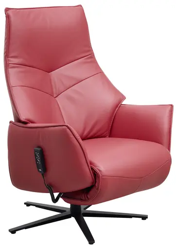 Fernsehsessel EM Hannover - Relaxfunktion (1-motorisch), Leder, Rot