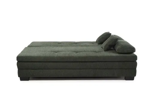 Sofa JONAH - 2-Sitzer inkl. Schlaffunktion und Bettkasten, Stoff, Dunkelgrün